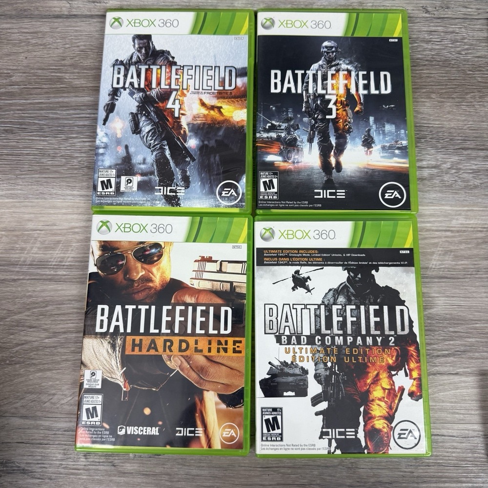 Battlefield Lot 3 4 Hardline Bad Company 2 Lot Xbox 360 CIB‎ Tested
